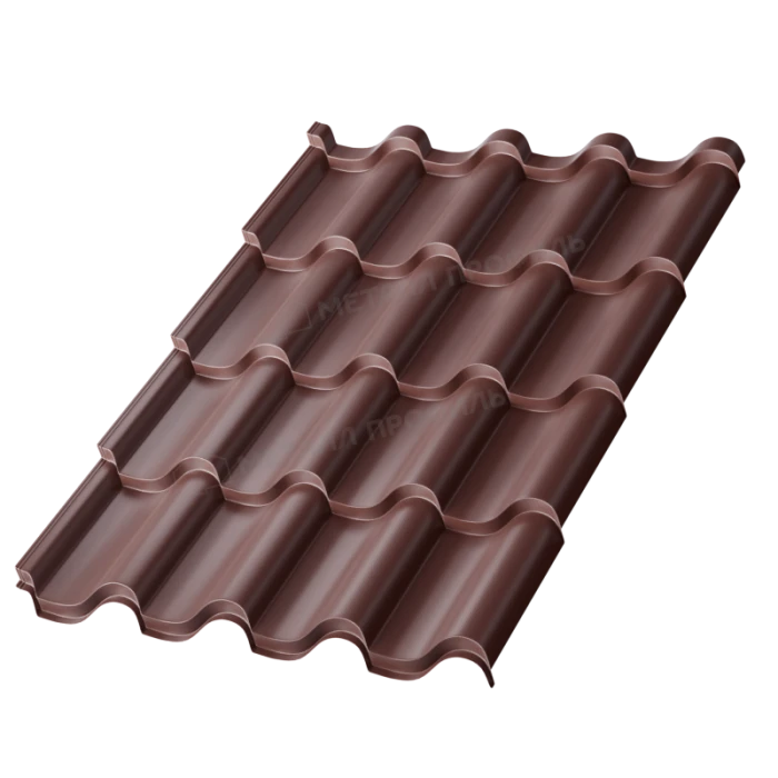 Металлочерепица Металл-Профиль Монтерроса-S 0,5 PURMAN® RAL 8017 Коричневый шоколад